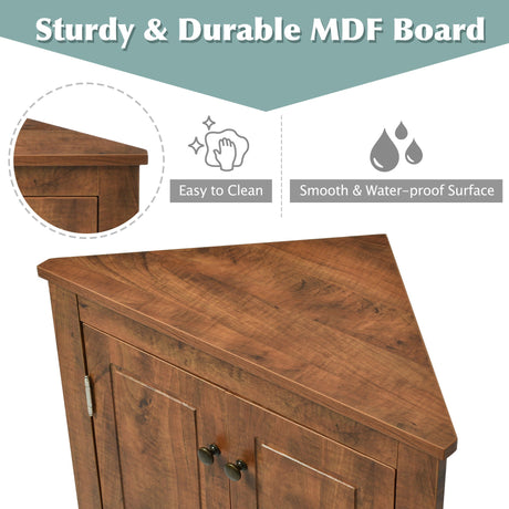Triangle Bathroom Storage Cabinet With Adjustable Shelves, Freestanding Floor Cabinet For Home Kitchen HouseOfZazla
