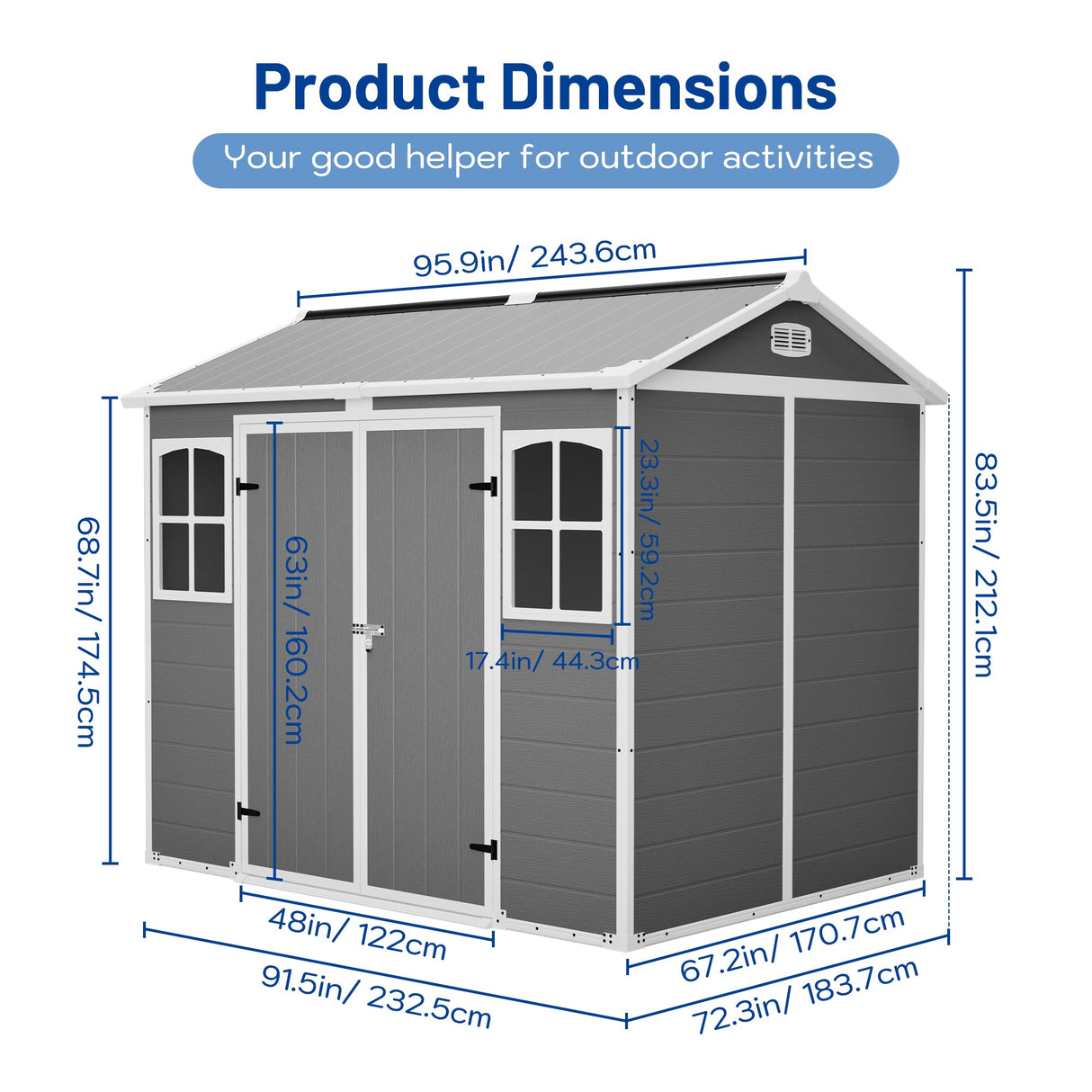 Plastic Utility Shed 8x6 ft with Floor – Lockable Storage Shed