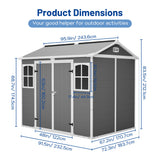 Plastic Utility Shed 8x6 ft with Floor – Lockable Storage Shed