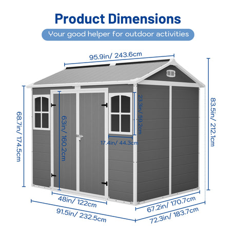 Plastic Utility Shed 8x6 ft with Floor – Lockable Storage Shed HouseOfZazla