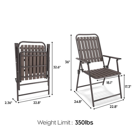 3-Piece Outdoor Patio Furniture Set with Foldable Chairs & Tempered Glass Table HouseOfZazla