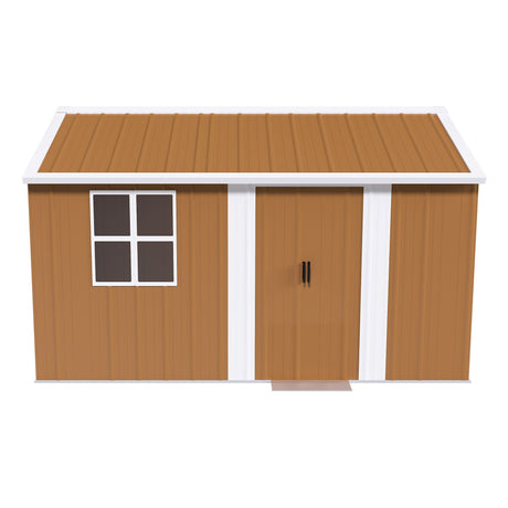 Storage Shed With Windows, Lockable Door & Ventilation For Backyard Tool Organization - Brown HouseOfZazla