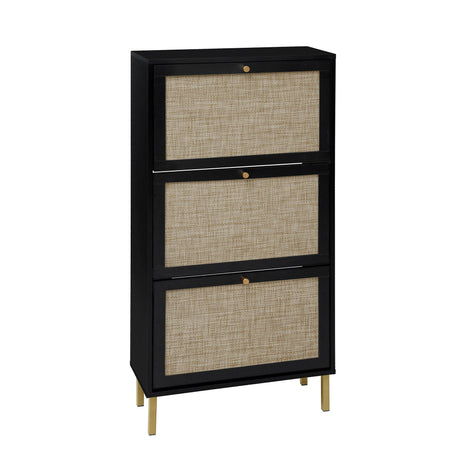Modern Rattan 3 Door Shoe Rack Cabinet for Entryway HouseOfZazla