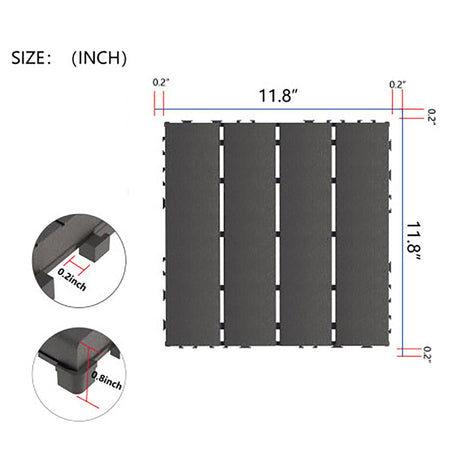 Plastic Interlocking 44 Pack Patio Deck Tiles, Square Waterproof Outdoor All Weather Use HouseOfZazla
