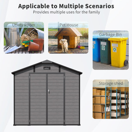 8x14 FT Plastic Outdoor Storage Shed - Lockable Resin Tool Shed with 2 Window & 3 Air vents HouseOfZazla