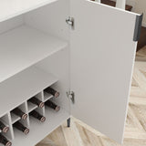 2 Door Wine Bar Cabinet With Adjustable Shelf, Soft-Closing Hinges, And High Feet - White