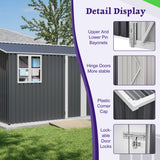 10X8FT Outdoor Steel Storage Shed with Clear Window, Lockable Doors