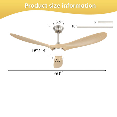 Smart Ceiling Fan With Lights, 3 Blades, Reversible Quiet DC Motor For Indoor HouseOfZazla