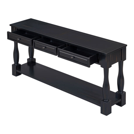 TREXM 63" Long Console Table with Drawers and Shelf HouseOfZazla