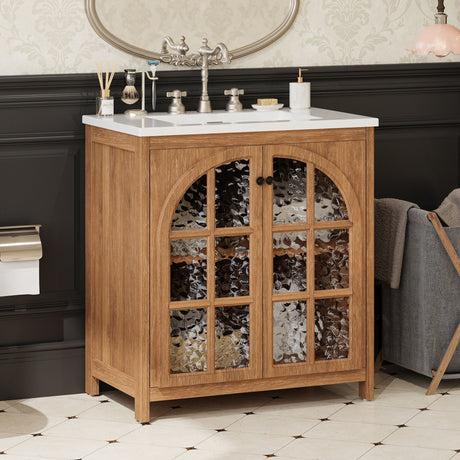 Vintage Farmhouse Bathroom Vanity with Ceramic Sink HouseOfZazla