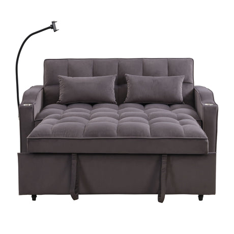 Modern Loveseat Futon Sofa With Pullout Bed, Adjustable Reclining Backrest, Toss Pillows HouseOfZazla