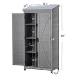Outdoor Storage Shed With Vertical Tool Cabinet For Backyard