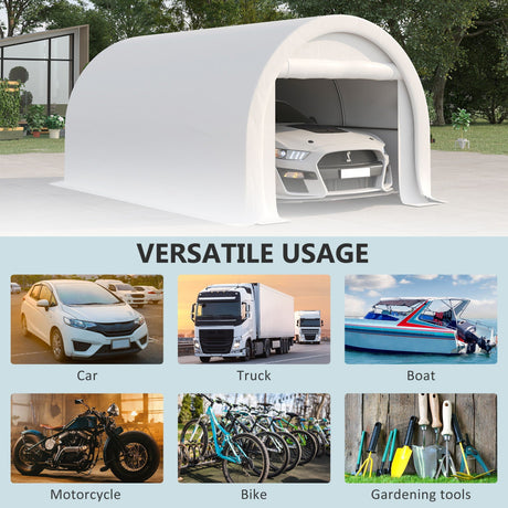 Outsunny - 10' x 16' Carport, Heavy Duty Portable Garage Storage Tent With Large Zippered Door, Anti-Uv Pe Canopy Cover For Car, Truck, Boat, Motorcycle, Bike, Garden Tools, Outdoor Work HouseOfZazla