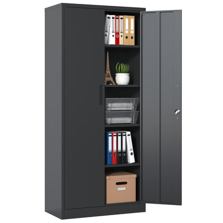 Heavy Metal Garage Storage Cabinet With Locking Doors, Steel, Adjustable Shelves HouseOfZazla