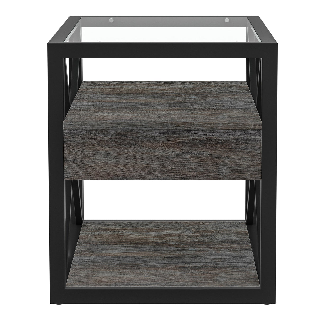 Set of 2 Modern End Tables with Drawer - Nightstands