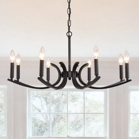 8-Light Farmhouse Chandelier, Black Metal HouseOfZazla