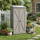 Outdoor Storage Shed With Vertical Tool Cabinet For Backyard