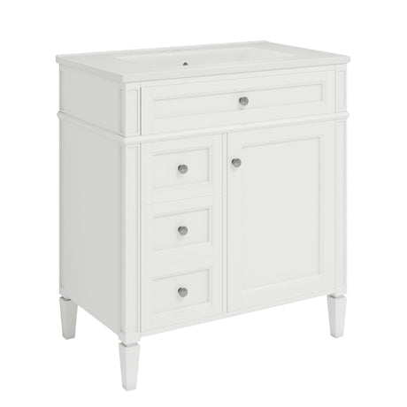Bathroom Vanity With Top Sink, Modern Bathroom Storage Cabinet With 2 Drawers And A Tip-Out Drawer HouseOfZazla