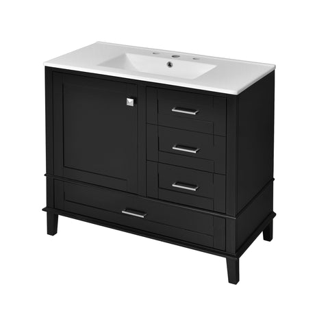 Bathroom Vanity, Modern Bathroom Cabinet With Sink Combo Set, Bathroom Storage Cabinet With A Soft Closing Door And 3 Drawers, Solid Wood Frame HouseOfZazla