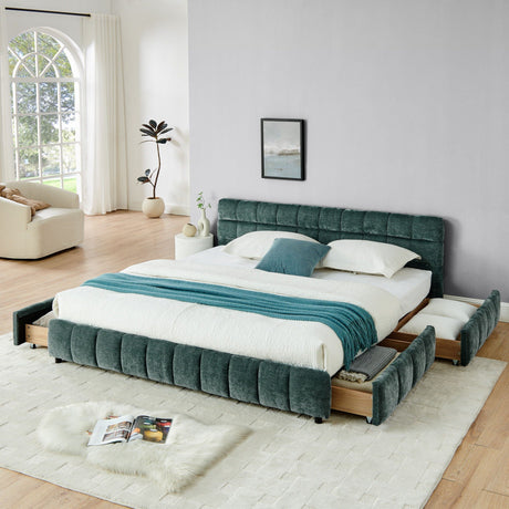 Modern Platform Bed Frame With Thick Fabric HouseOfZazla