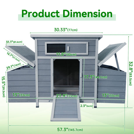 Large Chicken Coop Outdoor Hen House & Dual Nesting Boxes HouseOfZazla