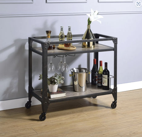 Jorgensen Serving Cart - Rustic Oak / Charcoal HouseOfZazla