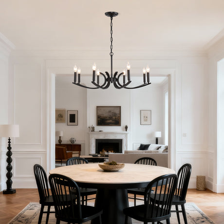 8-Light Farmhouse Chandelier, Black Metal HouseOfZazla