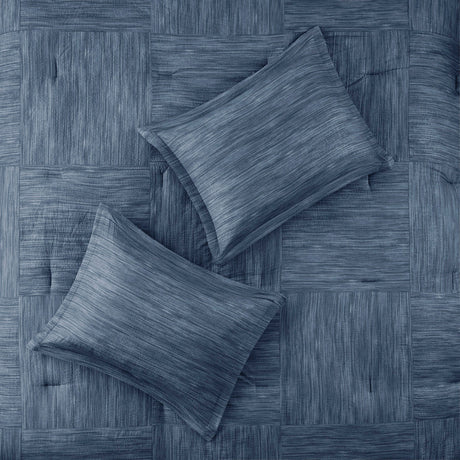 7 Piece Printed Seersucker Comforter Set Navy King HouseOfZazla