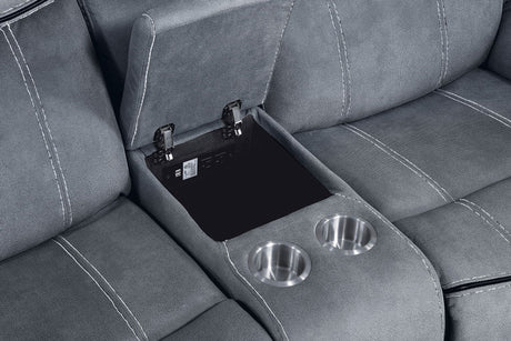 Zubaida Two Tone Recliner Loveseat with USB Port Console HouseOfZazla