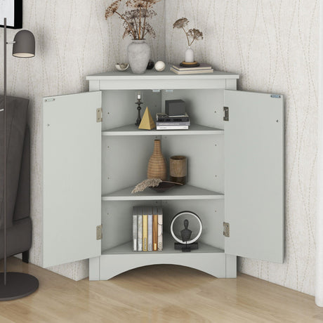 Triangle Bathroom Storage Cabinet With Adjustable Shelves, Freestanding Floor Cabinet For Home Kitchen HouseOfZazla