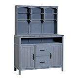 TOPMAX Large Fir Wood Potting Bench with Hutch and Storage