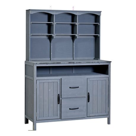 TOPMAX Large Fir Wood Potting Bench with Hutch and Storage HouseOfZazla