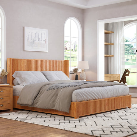 Solid Wood Platform Bed Frame with Headboard, King Size HouseOfZazla