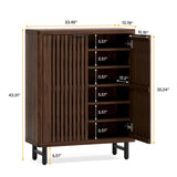 6 Tier Shoe Cabinet With Louvered Doors