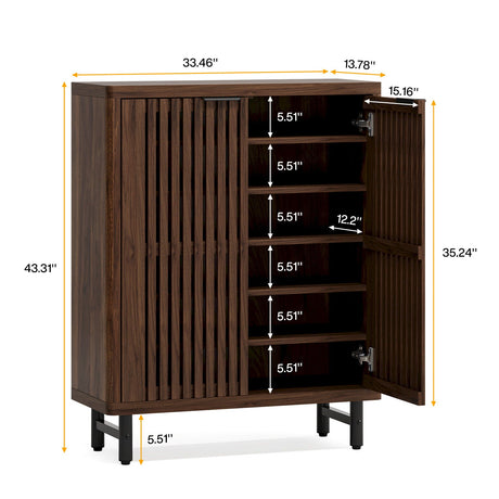 6 Tier Shoe Cabinet With Louvered Doors HouseOfZazla
