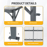 Outdoor Pergola 12' x 8' Galvanized Steel Lean-to Wall-Mounted