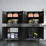 Metal Storage Cabinet with Drawer, Locking Doors, and Rolling Wheels