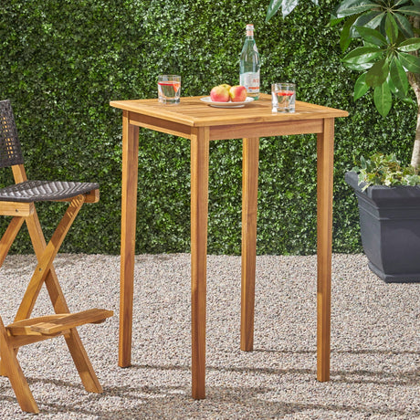 Outdoor Minimalist Acacia Wood Square Bar Table HouseOfZazla