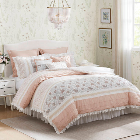 9 Piece Cotton Percale Comforter Set Blush HouseOfZazla