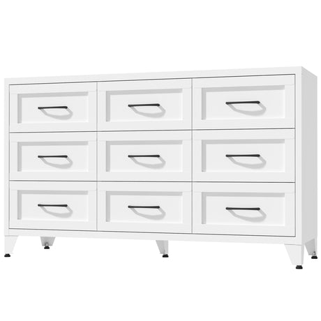 9 Drawer White Metal Dresser with Quiet-Glide Rails HouseOfZazla