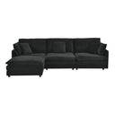 L-Shaped Sectional Sofa With Ottoman, Convertible 4 Seater Couch HouseOfZazla