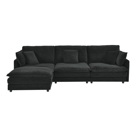 L-Shaped Sectional Sofa With Ottoman, Convertible 4 Seater Couch HouseOfZazla