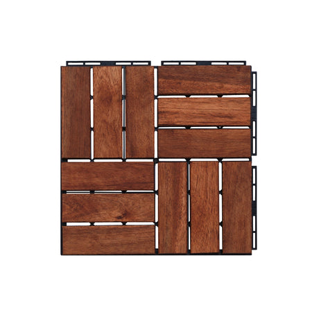 Interlocking Deck Tiles Checker Pattern, Square Acacia Hardwood Outdoor Flooring For Patio, Bancony, Pool Side HouseOfZazla