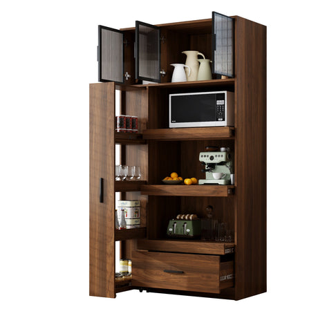 70.87" Tall Kitchen Pantry Cabinet with Multi-Tier Pull-Out Shelf HouseOfZazla