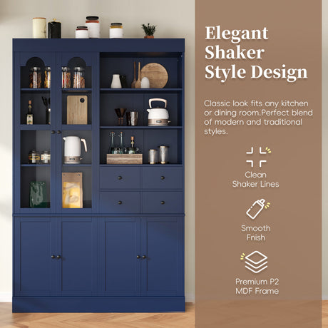 TOPMAX Freestanding Buffet With Hutch - Tall Kitchen Pantry Cabinet HouseOfZazla