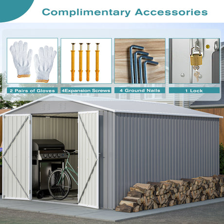 10 x 12 ft. Outdoor Storage Shed with Floor Frame Kit HouseOfZazla