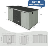 6x11FT Outdoor Resin Storage Shed with Transparent Windows & Louvered Vents