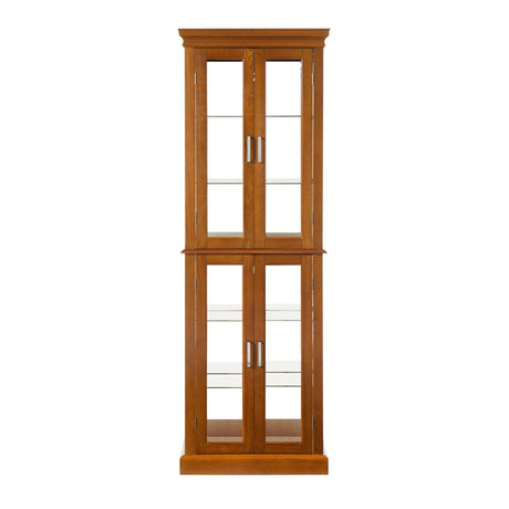 Lighted Curio Cabinet With Adjustable Shelves and Mirrored Back Panel HouseOfZazla