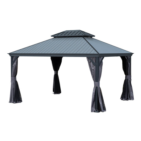 12'x14' Hardtop Gazebo with Resin Roof and Drainage Gutters HouseOfZazla