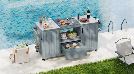 K&K 66.5" Outdoor Kitchen Island for Big Green Egg Grills HouseOfZazla
